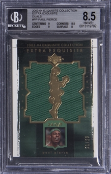 2003-04 UD "Exquisite Collection" Extra Exquisite Duals #PP Paul Pierce Game Used Jersey Card (#21/25) – BGS NM-MT+ 8.5